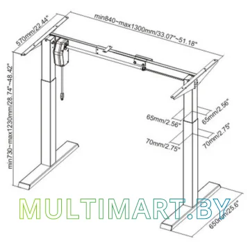 Стол для работы стоя ErgoSmart Electric Desk Compact 1360х800х36 мм (дуб мореный/черный) картинка 5